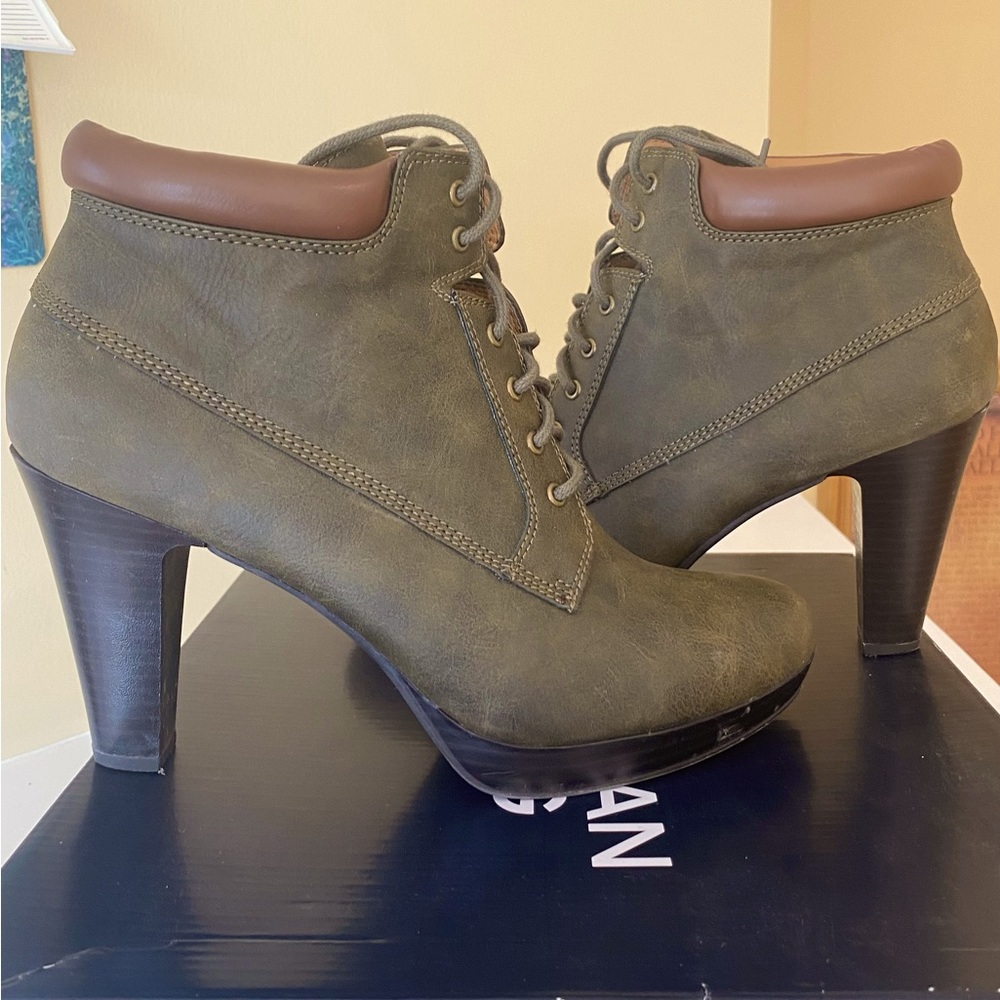 Olive Green lace up booties
